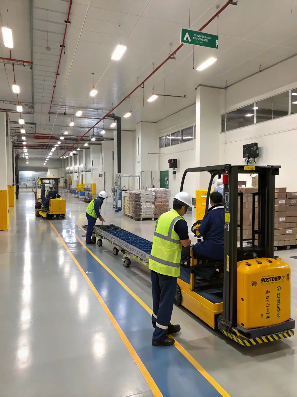 A clean and organized industrial facility with polished floors and well-maintained equipment.