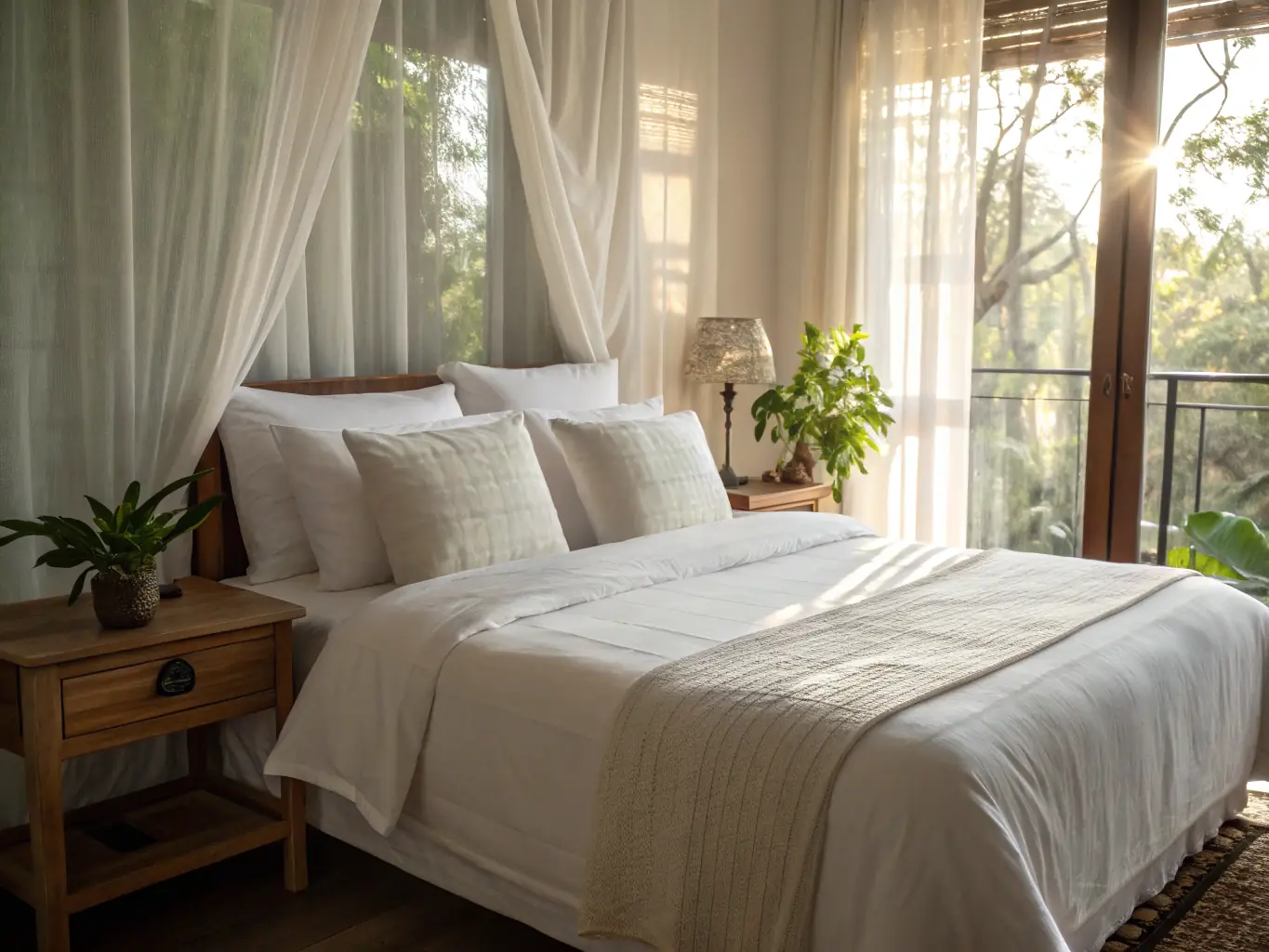 A cozy bedroom being maintained with regular cleaning by Brightcoat Shine LLC, highlighting the comfort and cleanliness achieved.